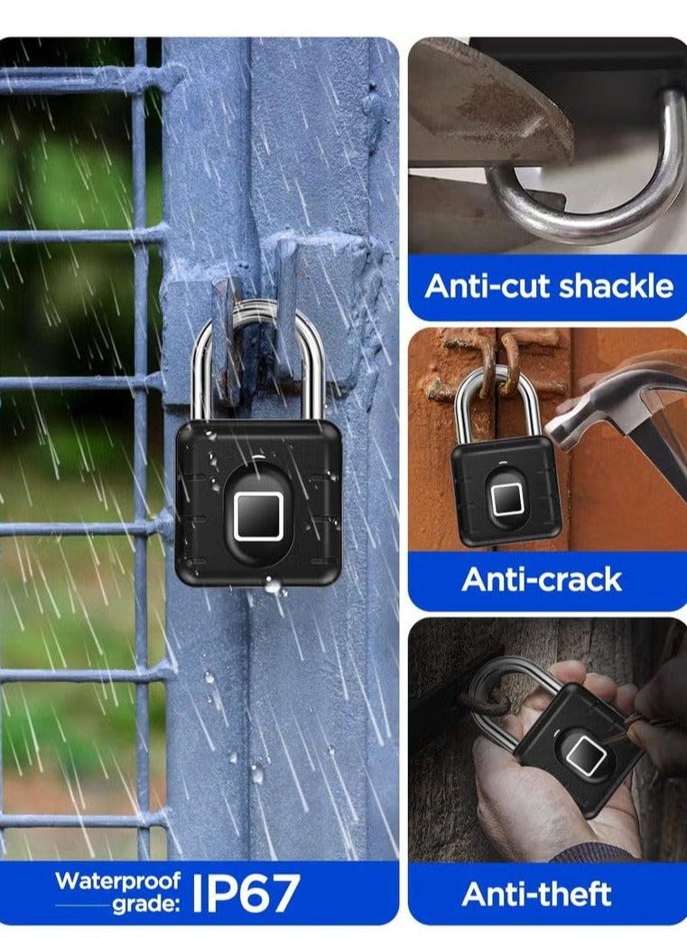 Smart Fingerprint Padlock – Bluetooth APP Unlock, Biometric Keyless Security Lock for Gym Locker, Luggage, Bags, Door, Fence & Storage - Image 3