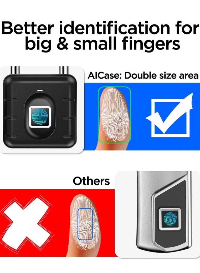 Smart Fingerprint Padlock – Bluetooth APP Unlock, Biometric Keyless Security Lock for Gym Locker, Luggage, Bags, Door, Fence & Storage - Image 5