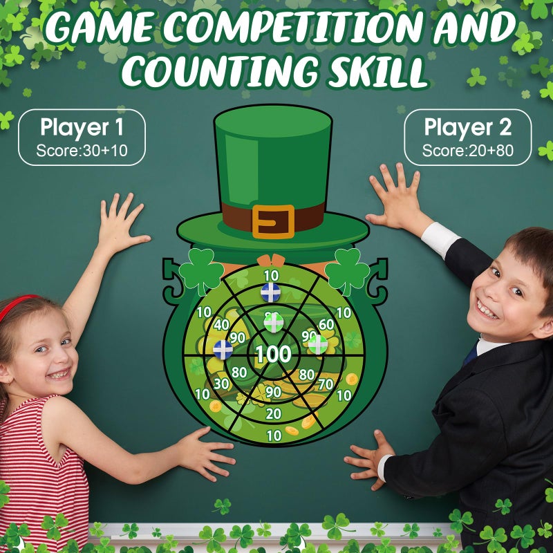 Seenelling St Patricks Day Games Set Large 23.6 x 31.5in Dart Board Games with 6 Sticky Balls Irish Party for Adults St' Patricks Day Party Throwing Indoor Outdoor Yard Toss(Green Top Hat) - Image 3
