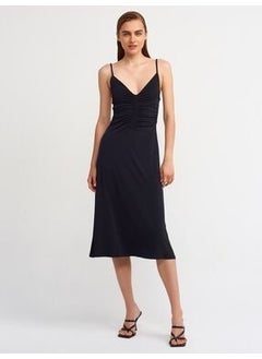 Dilvin Women's Black Pleated Long Dress 90342  - Image 2