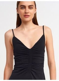 Dilvin Women's Black Pleated Long Dress 90342  - Image 3