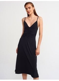 Dilvin Women's Black Pleated Long Dress 90342  - Image 4