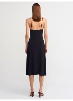 Dilvin Women's Black Pleated Long Dress 90342  - Image 5