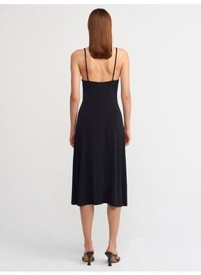 Dilvin Women's Black Pleated Long Dress 90342  - Image 5