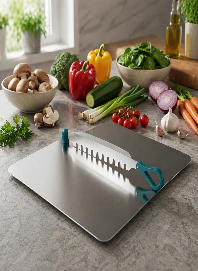 SUPERMOM Steel Chopping Board 1 Pc – Stainless Steel Multifunctional Cut & Chop Vegetable Slicer Tool – Adjustable Cutting Guide with Non Slip Handle for Uniform Slicing of Carrots, Beans & Vegetables - Image 3