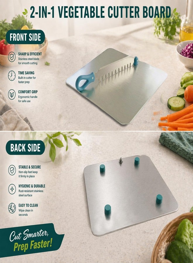 SUPERMOM Steel Chopping Board 1 Pc – Stainless Steel Multifunctional Cut & Chop Vegetable Slicer Tool – Adjustable Cutting Guide with Non Slip Handle for Uniform Slicing of Carrots, Beans & Vegetables - Image 5