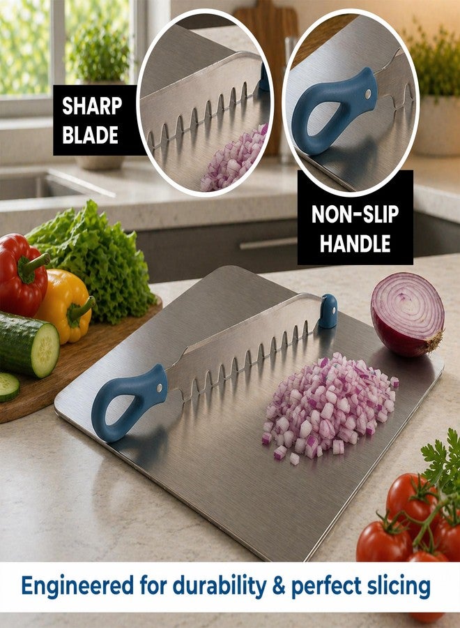 SUPERMOM Steel Chopping Board 1 Pc – Stainless Steel Multifunctional Cut & Chop Vegetable Slicer Tool – Adjustable Cutting Guide with Non Slip Handle for Uniform Slicing of Carrots, Beans & Vegetables - Image 2