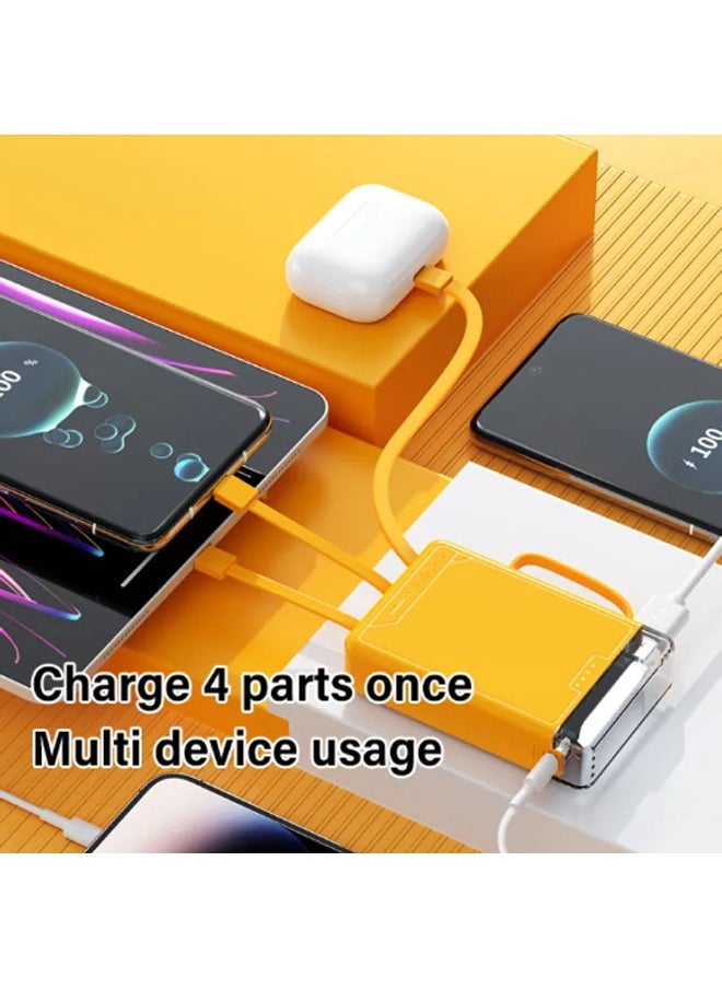 General - Power Bank 20000mAh Original Small Power Bank Power Bank Mini Size Equipped with 4 Wire Lanyard LED Light Digital Power Display iphone+type-c+Micro+USB - Image 1