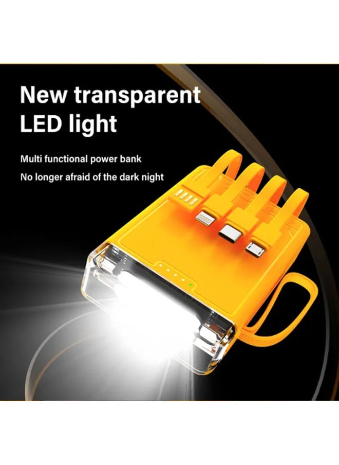 General - Power Bank 20000mAh Original Small Power Bank Power Bank Mini Size Equipped with 4 Wire Lanyard LED Light Digital Power Display iphone+type-c+Micro+USB - Image 1