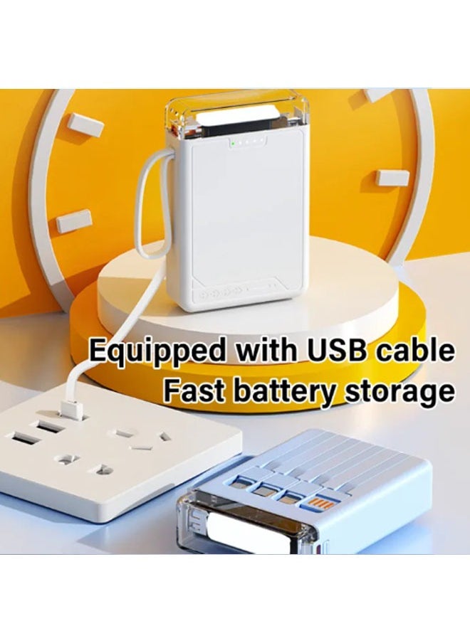 General - Power Bank 20000mAh Original Small Power Bank Power Bank Mini Size Equipped with 4 Wire Lanyard LED Light Digital Power Display iphone+type-c+Micro+USB - Image 1