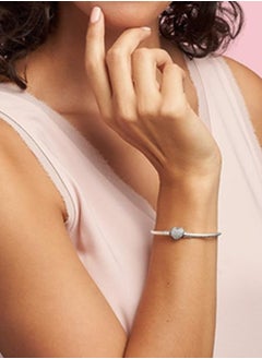Pandora Violet Pandora Jewelry Moments Sparkling Heart Clasp Snake Chain Charm Cubic Zirconia Bracelet in Sterling Silver  - Image 3