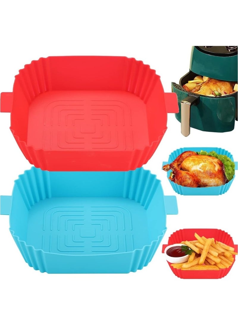 4 Pack  Air Fryer Pans Non-Stick Silicone, Food Safe Square Air Fryer Silicone Pan Mold for Air Fryer, Air Fryer Liner Replacement for Flammable Parchment Paper, Reusable Oven Basket, Kitchen Oven Accessories,  (Multiple Colors Random) - Image 3
