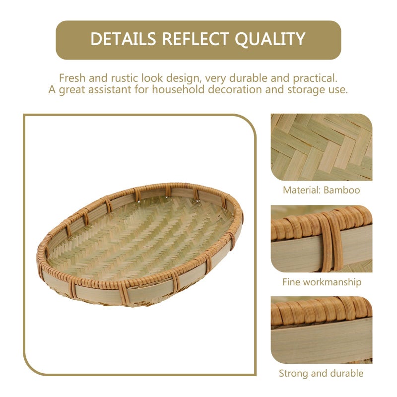 Handwoven Green Bread Basket Multi Purpose Kitchen Storage Snack Serving Tray - Image 4
