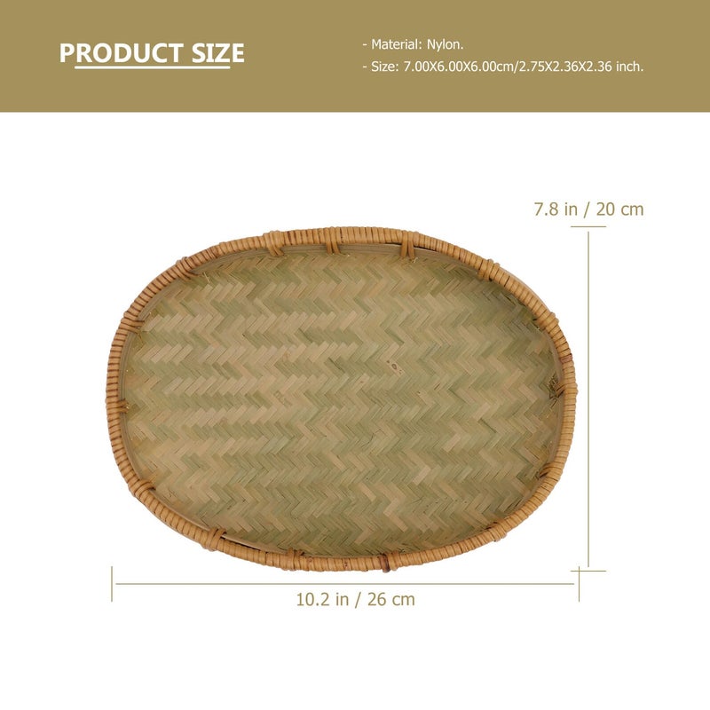 Handwoven Green Bread Basket Multi Purpose Kitchen Storage Snack Serving Tray - Image 3