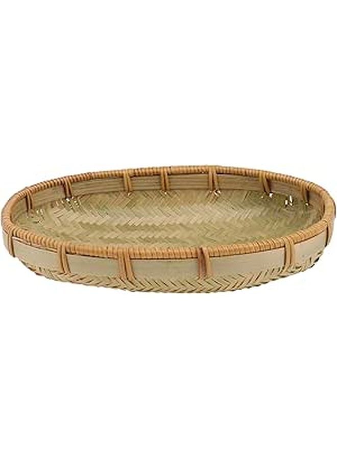 Handwoven Green Bread Basket Multi Purpose Kitchen Storage Snack Serving Tray - Image 1