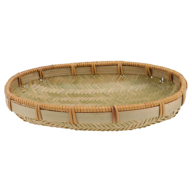 Handwoven Green Bread Basket Multi Purpose Kitchen Storage Snack Serving Tray - Image 2