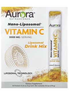 Aurora Nutrascience Nano-Liposomal® Vitamin C, 3,000 mg, 30 Packets, 0.32 oz (9 g) Each 