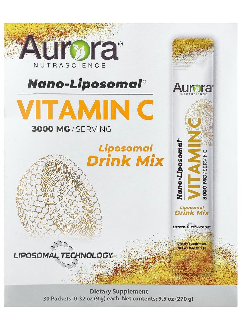 Aurora Nutrascience Nano-Liposomal® Vitamin C, 3,000 mg, 30 Packets, 0.32 oz (9 g) Each
