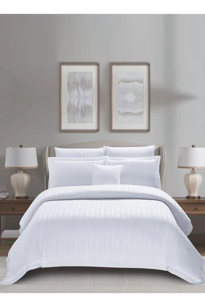 Donetella Striped Comforter Set, King Size (260x240 cm), 8-Piece Hotel Bedding with 350 GSM Filling – Comforter, Comforter Cover, Fitted Sheet, Pillowcases &amp; Cushion Cover