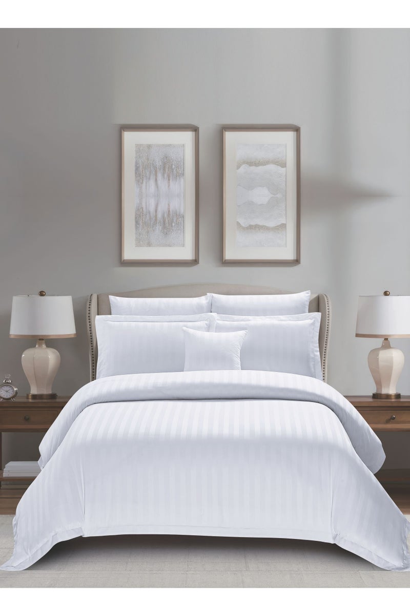 دوناتيلا طقم لحاف مخطط، مقاس كينج  سم،  قطع مفروشات فندقية بحشوة  جرام - لحاف، غطاء لحاف، شرشف مطاط، أغطية وسائد وغطاء وسادة - Image 1