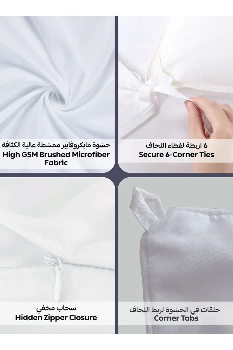 Donetella Striped Comforter Set, King Size (260x240 cm), 8-Piece Hotel Bedding with 350 GSM Filling – Comforter, Comforter Cover, Fitted Sheet, Pillowcases &amp; Cushion Cover
