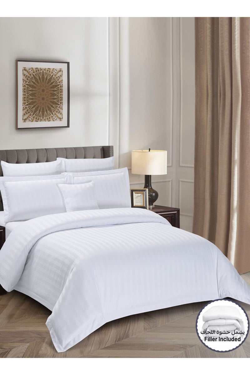 دوناتيلا طقم لحاف مخطط، مقاس كينج  سم،  قطع مفروشات فندقية بحشوة  جرام - لحاف، غطاء لحاف، شرشف مطاط، أغطية وسائد وغطاء وسادة - Image 2