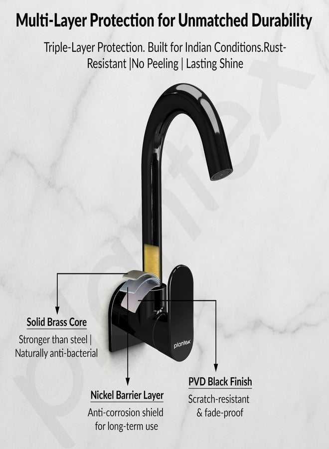 Plantex Pure Brass Kitchen Sink Tap with 360° Swivel Spout/Kitchen Tap with Water Saving Aerator - 7 Year-Warranty (ORN-210, Black) - Image 5