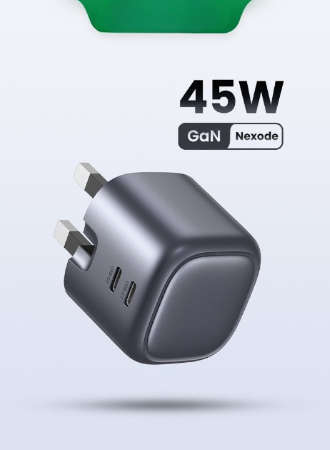 UGREEN ECO Nexode 45W Samsung Charger GaN Dual USB C Charger Foldable Type C Fast iPhone Charger USB Wall Plug USB-C Laptop Charger Power Adapter for Samsung S23, iPhone 15 Series, iPad, MacBook, Steam Deck, etc - Image 1