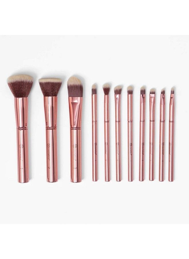 BH Cosmetics Metal Rose Brush Set With Bag  - Image 2