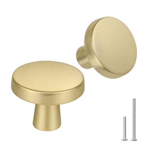 goldenwarm Kitchen Cabinet Knobs Gold Dresser Drawer Knobs - 25 Pack Brushed Brass/Gold Cabinet Drawer Handles Zinc, Mushroom - Image 1