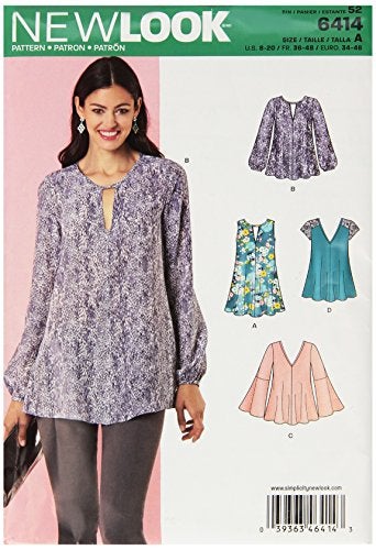 NEW LOOK Patterns Misses' Tunic and Top with Neckline Variations Size: A (8-10-12-14-16-18-20), 6414 - Image 1