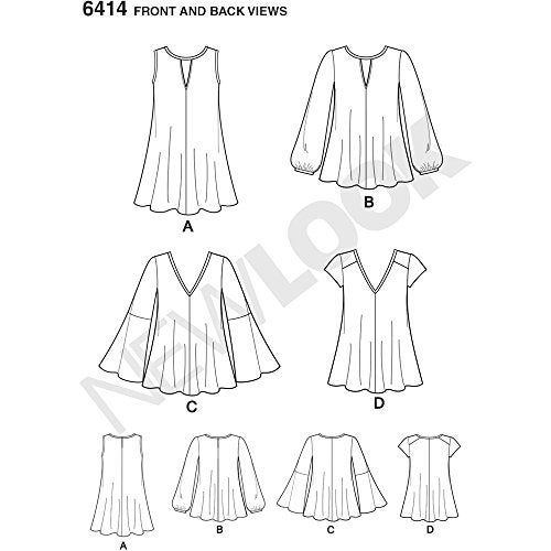 NEW LOOK Patterns Misses' Tunic and Top with Neckline Variations Size: A (8-10-12-14-16-18-20), 6414 - Image 2