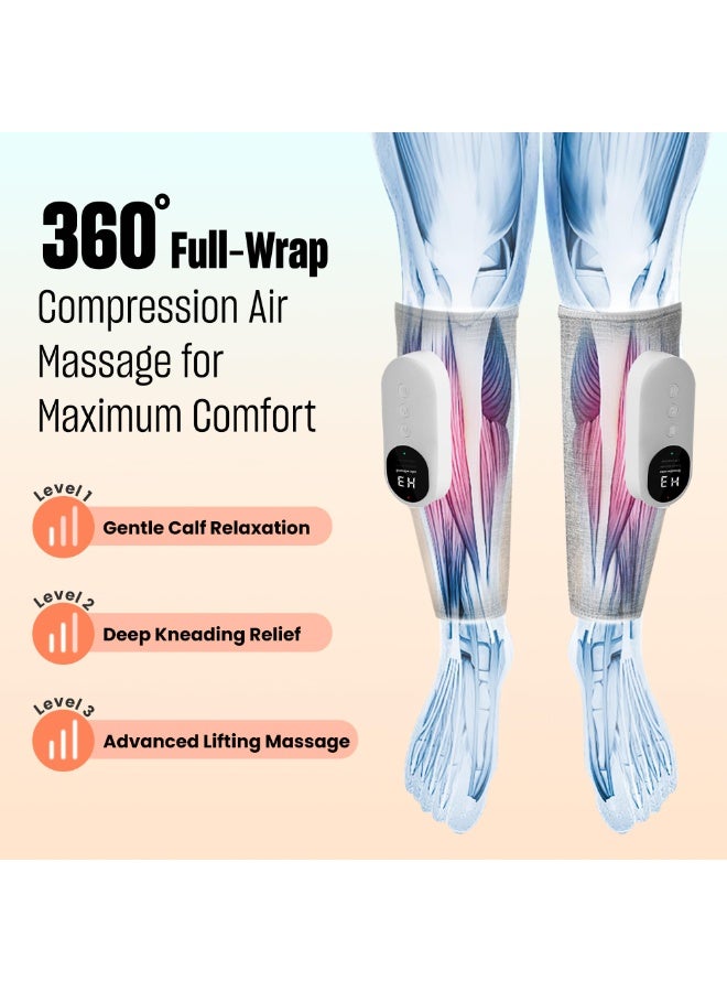 Leg Massager with Heat and Compression, Calf Massager for Circulation and Pain, with 3 Intensities, 3 Modes, Restless Leg Syndrome Relief Compression Leg Machine, Gift (Pair) (Gray) - Image 4