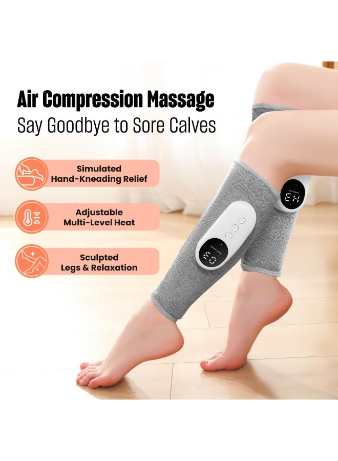 Leg Massager with Heat and Compression, Calf Massager for Circulation and Pain, with 3 Intensities, 3 Modes, Restless Leg Syndrome Relief Compression Leg Machine, Gift (Pair) (Gray) - Image 2