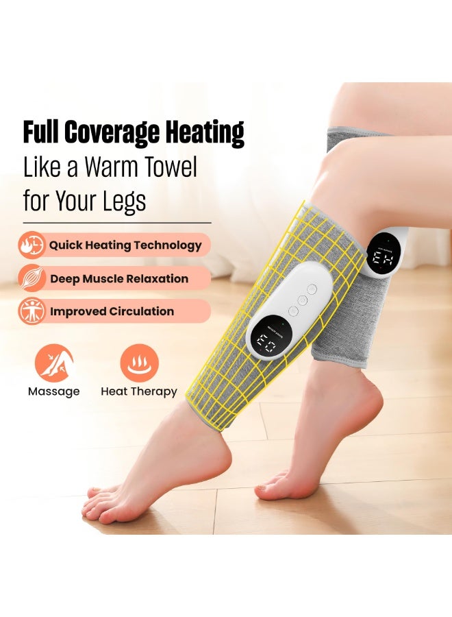 Leg Massager with Heat and Compression, Calf Massager for Circulation and Pain, with 3 Intensities, 3 Modes, Restless Leg Syndrome Relief Compression Leg Machine, Gift (Pair) (Gray) - Image 5