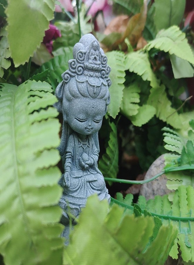 livelyfish Small Guanyin Buddha Statue Quanyin Figurine Sandstone Decorative for Fish Tank Aquarium Decor, (Gray) - Image 4