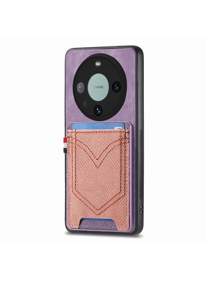 Zaboon Case For Huawei Mate 60 Pro Denim Texture Leather Skin Phone Case with Card Slot - Image 2