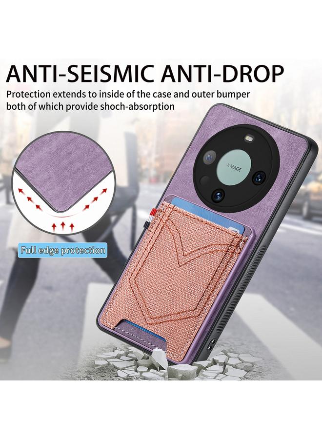 Zaboon Case For Huawei Mate 60 Pro Denim Texture Leather Skin Phone Case with Card Slot - Image 4