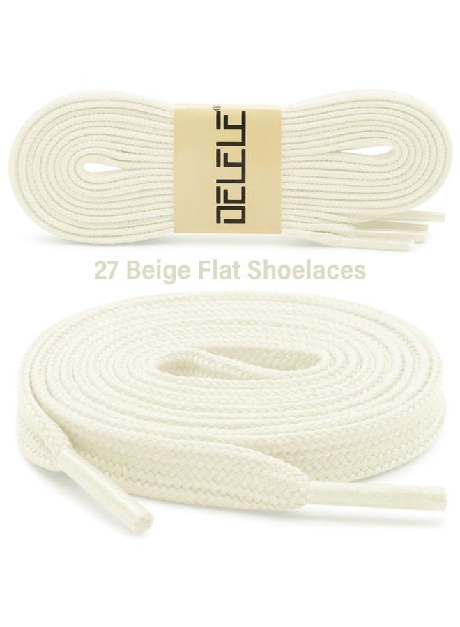 DELELE Solid Flat Shoe Laces: Hollow Thick Shoelaces for Sneakers 2 Pair, 27 Beige, 71 inch (180CM) - Image 2
