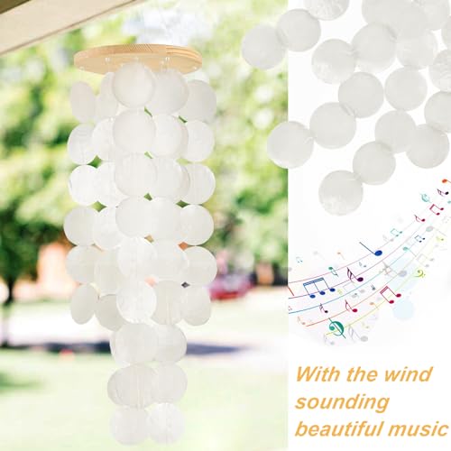 WeDoSoy Wind Chimes for Outside Handcrafted White Capiz Shells Windchime Coastal Style Decor for IndoorOutdoors Garden Decor Great for Women Wind Chimes Lovers and More - Image 3