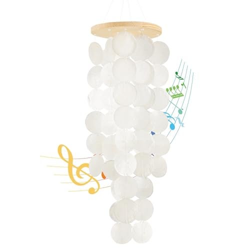 WeDoSoy Wind Chimes for Outside Handcrafted White Capiz Shells Windchime Coastal Style Decor for IndoorOutdoors Garden Decor Great for Women Wind Chimes Lovers and More - Image 1
