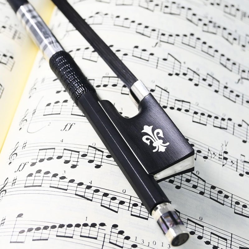 Vingobow 4/4 Carbon Fiber Violin Bow, Black Horsehair Handmade Fiddle Bow, Well Balanced with Ebony Fleur-de-Lis Frog for All Skill Levels - Image 4