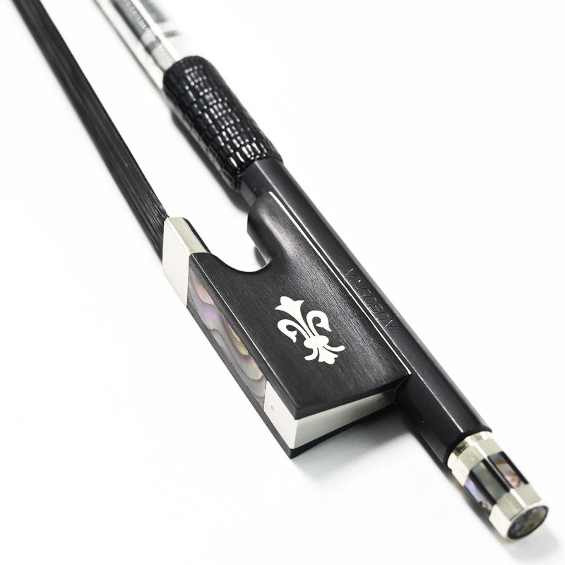 Vingobow 4/4 Carbon Fiber Violin Bow, Black Horsehair Handmade Fiddle Bow, Well Balanced with Ebony Fleur-de-Lis Frog for All Skill Levels - Image 1