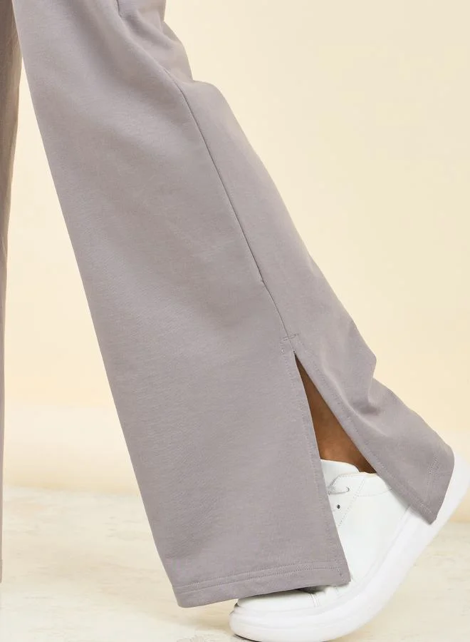 Styli Drawstring Waistband Fit and Flare Jogger with Side Slit