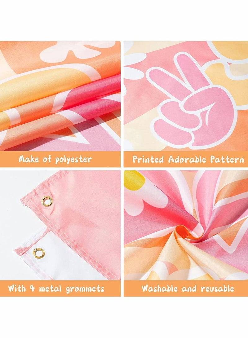 سيوسي اثنين من رائع الرجعية الهيبيين البوهيمي فتاة الطرف الخلفية لافتات ديزي الزهور رائع شعار التصوير الفوتوغرافي خلفية الجدار الديكور الهبي موضوع عيد ميلاد الحزب الديكور لوازم طفلة عيد ميلاد 2 - Image 3