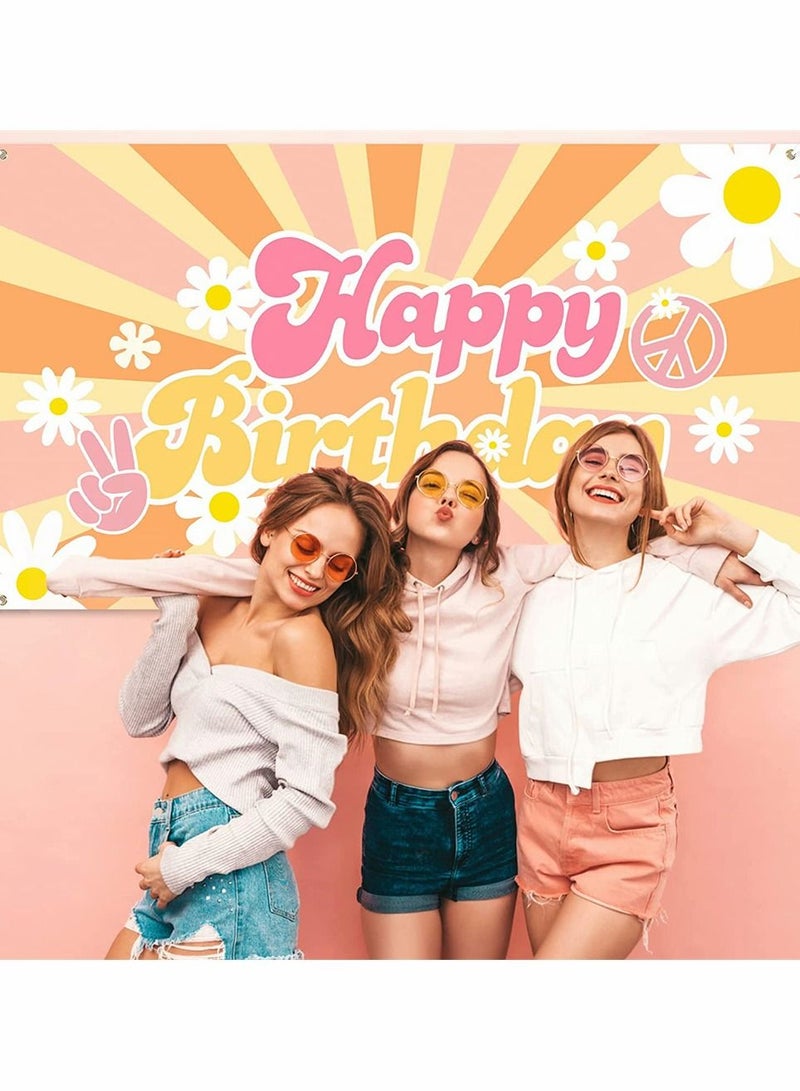 سيوسي اثنين من رائع الرجعية الهيبيين البوهيمي فتاة الطرف الخلفية لافتات ديزي الزهور رائع شعار التصوير الفوتوغرافي خلفية الجدار الديكور الهبي موضوع عيد ميلاد الحزب الديكور لوازم طفلة عيد ميلاد 2 - Image 5