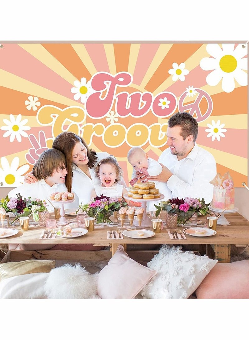 سيوسي اثنين من رائع الرجعية الهيبيين البوهيمي فتاة الطرف الخلفية لافتات ديزي الزهور رائع شعار التصوير الفوتوغرافي خلفية الجدار الديكور الهبي موضوع عيد ميلاد الحزب الديكور لوازم طفلة عيد ميلاد 2 - Image 4