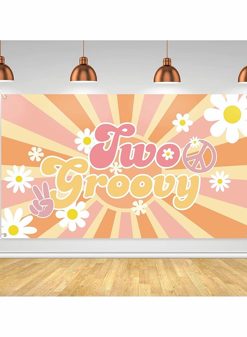 سيوسي اثنين من رائع الرجعية الهيبيين البوهيمي فتاة الطرف الخلفية لافتات ديزي الزهور رائع شعار التصوير الفوتوغرافي خلفية الجدار الديكور الهبي موضوع عيد ميلاد الحزب الديكور لوازم طفلة عيد ميلاد 2 - Image 1