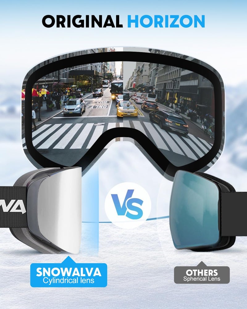 Snowalva Ski Goggles, Snowboard Goggles with 2 UV400 Anti-Fog Detachable Magnet Lenses for Men & Women Adult - Image 2