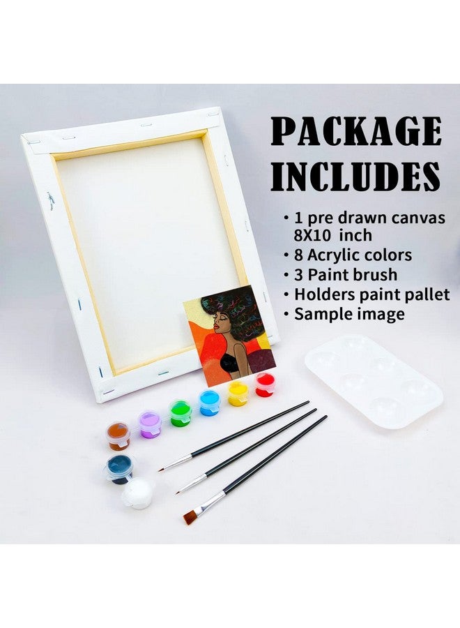 VOCHIC Canvas Painting Kit Pre Drawn Canvas for Painting for Adults Painting Party Kits Paint and Sip Party Supplies 8x10 Canvas to Paint 8 Acrylic Colors,3 Brush,1 Pallet Girl Paint Art Set - Image 5